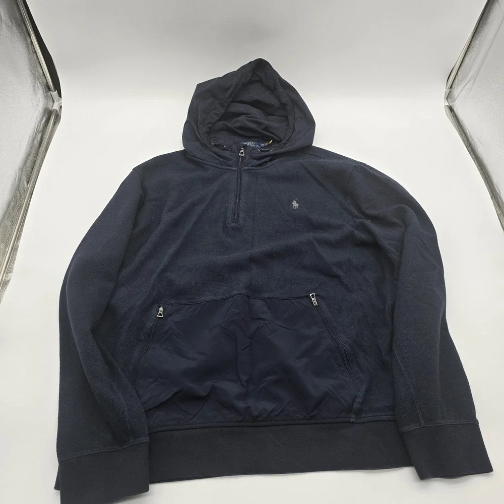 Polo Ralph Lauren Hybrid Quarter Zip Hoodie Mens XXL Aviator Navy Pony Logo
